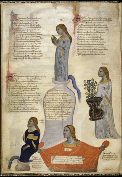 Four Muses (From Regia Carmina by Convenevole da Prato). Artist: Pacino di Buonaguida (active 1302-1343)