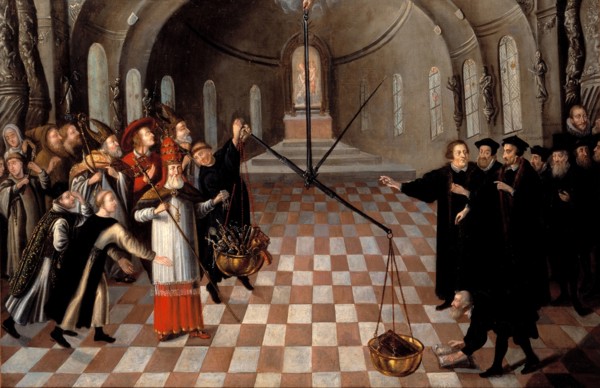 Weighing the religions. Artist: Anonymous