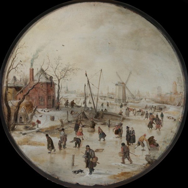 Frozen River with Skaters. Artist: Avercamp, Hendrick (1585-1634)
