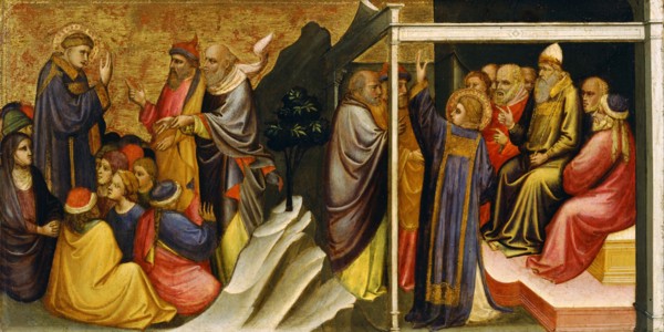 Predella Panel: Saint Stephen before the High Priest and Elders of the Sanhedrin. Artist: Mariotto di Nardo (active 1394-1424)