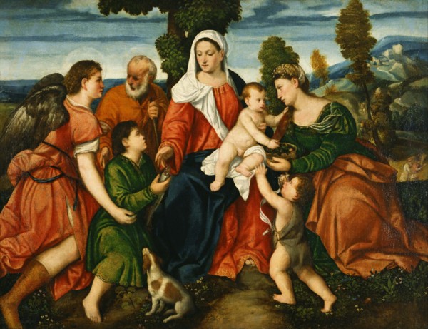 The Holy Family with Tobias and the Angel, Saint Dorothy, John the Baptist and the Miracle of the Co Artist: Veronese (de' Pitati), Bonifacio (1487-1553)