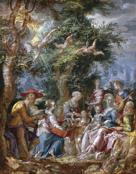 The Holy Family with Saints and Angels. Artist: Wtewael, Joachim (1566-1638)
