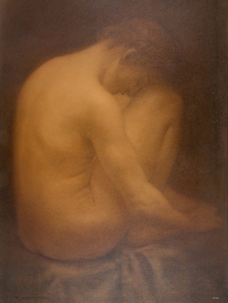 Male Nude Seated. Artist: Rassenfosse, Armand (1862-1934)