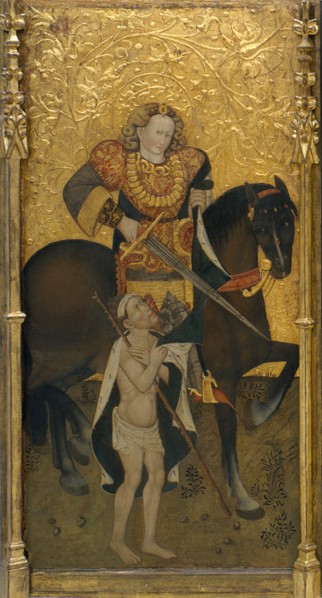 Saint Martin Sharing his Cloak. Artist: Ferrer, Jaume (active 1430-1461)