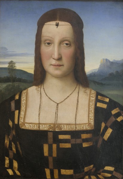 Portrait of Elisabetta Gonzaga (1471-1526). Artist: Raphael (1483-1520)