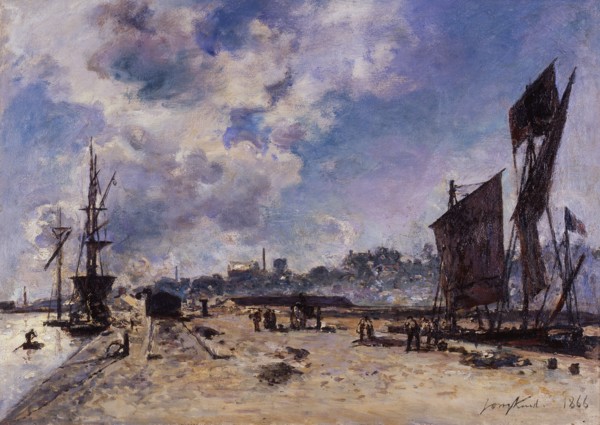 Quay at Honfleur. Artist: Jongkind, Johan Barthold (1819-1891)