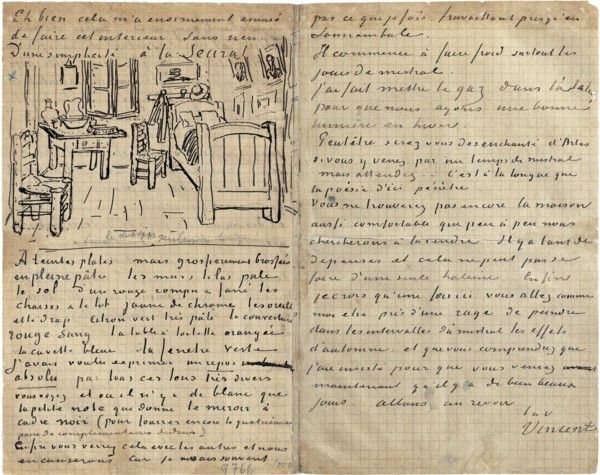 The bedroom, Letter to Paul Gauguin from Arles, Wednesday, 17 October 1888. Artist: Gogh, Vincent, van (1853-1890)