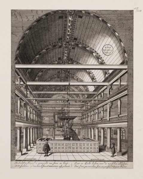 Interior of the Portuguese Synagogue in Amsterdam. Artist: Veenhuysen, Jan (active 1656-1685)