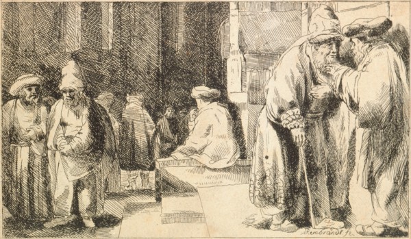 Jews in the Synagogue. Artist: Rembrandt van Rhijn (1606-1669)