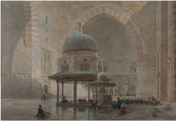 Interior of the Mosque-Madrassa of Sultan Hassan in Cairo. Artist: Goodall, Edward (1795-1870)