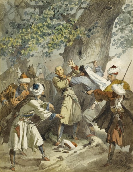 Hold up! (From the Series Scènes du Caucase). Artist: Zichy, Mihály (1827-1906)