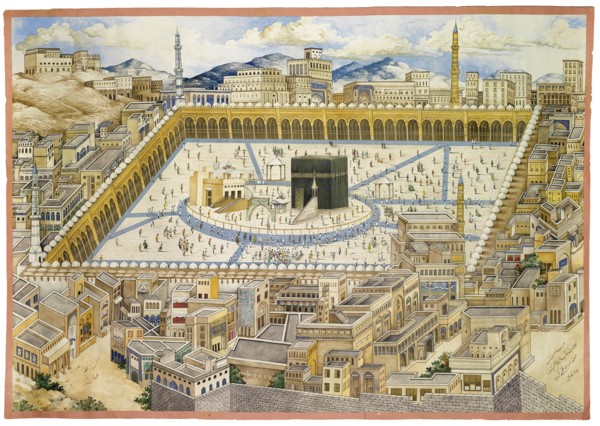 View of the Ka'aba and surrounding buildings in Mecca, Second Half of the 19th cen. Artist: Mahmud (?-1893/4)