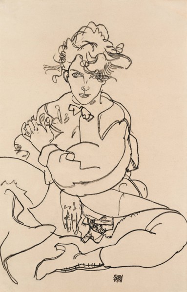 Girl sitting with spread legs, 1918. Artist: Schiele, Egon (1890?1918)