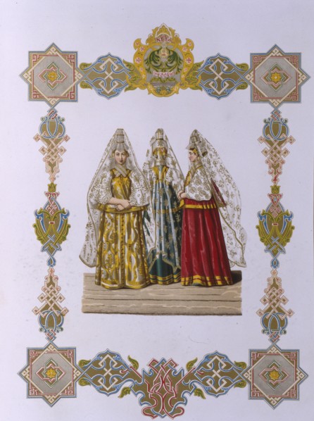 Summer Costumes of Women from Torzhok (From the series Clothing of the Russian state), 1851. Artist: Solntsev, Fyodor Grigoryevich (1801-1892)
