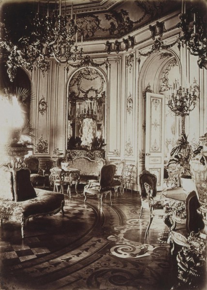 The Stroganov palace in Saint Petersburg. Oval Living Room, 1860s. Artist: Bianchi, Giovanni (1812-1893)