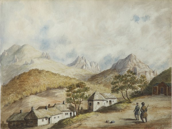 View of Zheleznovodsk, 1842. Artist: Anonymous