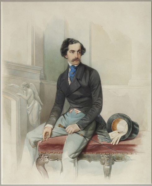 Portrait of Alexey Arkadyevich Stolypin (Mongo) (1816-1858), 1845. Artist: Hau (Gau), Vladimir Ivanovich (1816-1895)