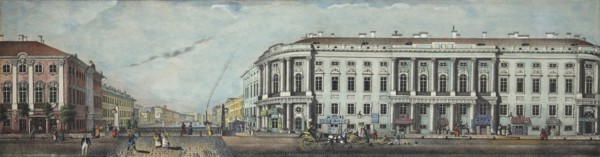 The Police Bridge with the Stroganov Palace. From the panorama of the Nevsky Prospekt, 1830. Artist: Ivanov, Ivan Alexeyevich (1779-1848)