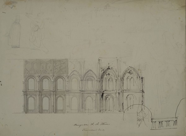 Design of the lateral wall of the Hall of the Order of St. George in the Grand Kremlin Palace, 1838. Artist: Benois, Nikolai Leontyevich (1813-1898)