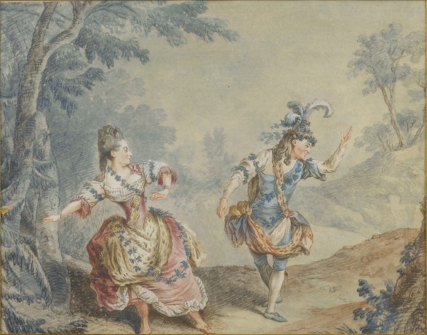 Marie Allard and Jean Dauberval in the opéra-ballet Silvie. Artist: Carmontelle, Louis (1717-1806)