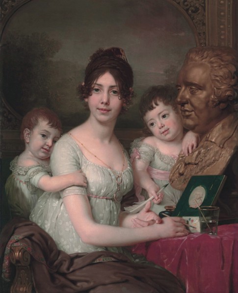 Portrait of Countess Liubov Ilyinichna Kusheleva, née Bezborodko (1783-1809) with children, 1803. Artist: Borovikovsky, Vladimir Lukich (1757-1825)