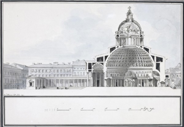 The Kazan Cathedral in Saint Petersburg, 1800. Artist: Thomas de Thomon, Jean François (1754-1813)