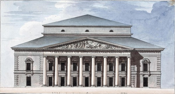 Facade of the Saint Petersburg Imperial Bolshoi Kamenny Theatre, 1802. Artist: Thomas de Thomon, Jean François (1754-1813)