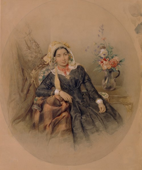 Portrait of Baroness Iuliania Ivanovna Klodt von Jürgensburg, 1845. Artist: Sokolov, Pyotr Fyodorovich (1791-1848)