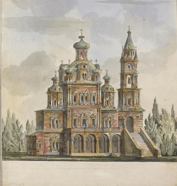 Project for the Church of the Dormition of the Theotokos at the Pokrovka Street in Moscow. Artist: Quarenghi, Giacomo Antonio Domenico (1744-1817)