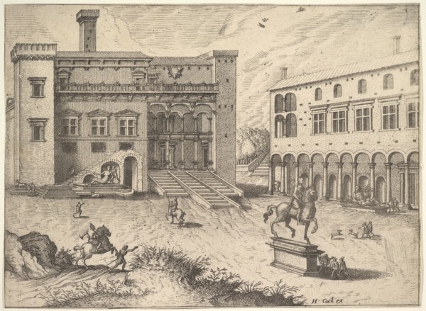 View of the Campidoglio on the Capitoline Hill, from the series Operum antiquorum romanorum, 1562. Artist: Doetecum, Joannes van (ca 1530-1605)