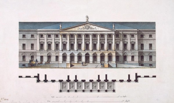 Project of Smolny Institute. The Main Facade and the Ground Floor Plan, 1806-1808. Artist: Quarenghi, Giacomo Antonio Domenico (1744-1817)