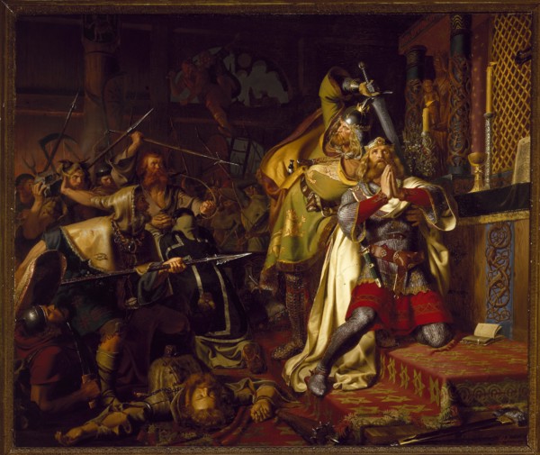 The death of Canute IV of Denmark in the Church of Saint Albanus (The Murder of Canute the Holy), 18 Artist: Benzon, Christian Albrecht von (1816-1849)