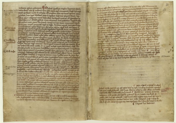 Verse account of Magna Carta in the Chronicle of Melrose Abbey, 1270s. Artist: Historical Document