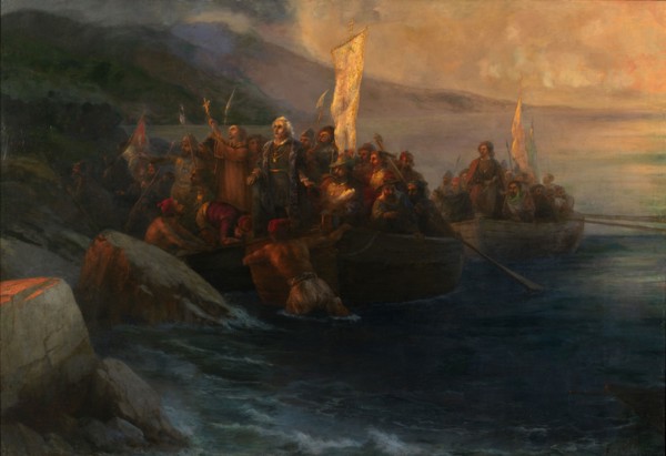 The Disembarkation of Christopher Columbus on San Salvador, 12th October 1492, 1892. Artist: Aivazovsky, Ivan Konstantinovich (1817-1900)