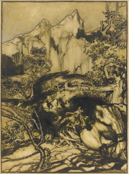 Thor's Journey to the Land of the Giants, 1901. Artist: Rackham, Arthur (1867-1939)