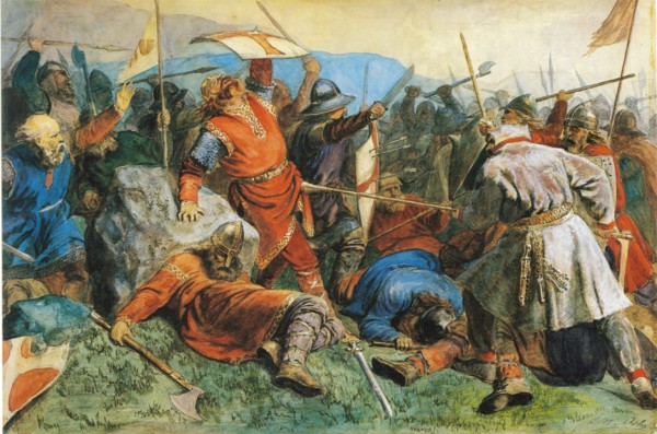 Saint Olav at the Battle of Stiklestad, 1859. Artist: Arbo, Peter Nicolai (1831-1892)