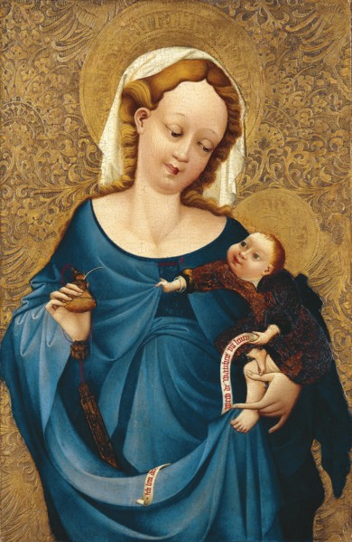 Madonna with the inkwell, ca 1430. Artist: Master of the Middle-Rhine
