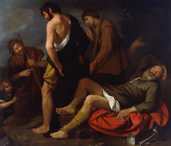 Drunkenness of Noah, 1630-1640. Artist: De Ferrari, Giovanni Andrea (1598-1669)