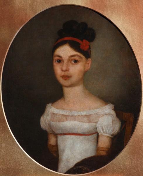 Portrait of Yelizaveta Fyodorovna Ozerova, née Zagryazyskaya (1800-1885), c. 1815. Artist: Anonymous
