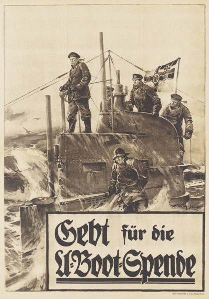 Give to the Submarine Donation. Poster, 1917. Artist: Stöwer, Willy (1864-1931)