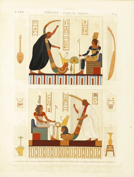 Paintings of two harpers in the tomb of Pharaoh Ramesses III in the Valley of the Kings. From The D Artist: Dutertre, André (1753-1842)