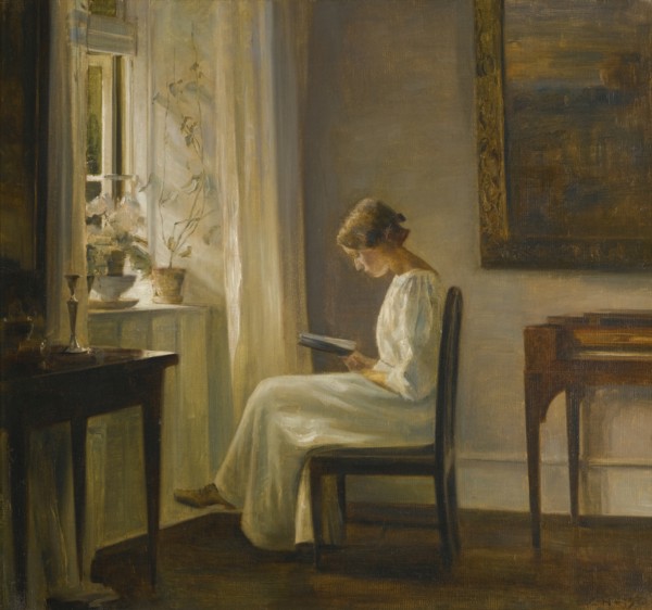 Interior with a Woman Reading. Artist: Holsøe, Carl (1863-1935)