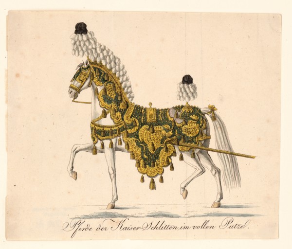Decorated horse furniture of the Emperor's Ceremonial Horse-Drawn Carriages, 1815. Artist: Anonymous