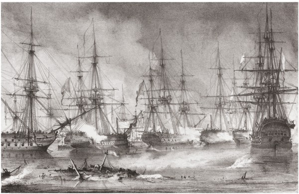 The Naval Battle of Navarino on 20 October 1827, 1828. Artist: Reinagle, George Philip (1802-1835)