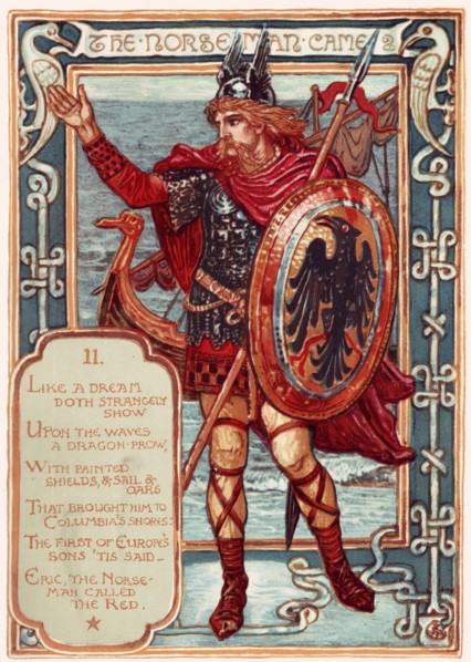 The Norseman. From: Columbia's Courtship: A Picture History of the United States, 1893. Artist: Crane, Walter (1845-1915)