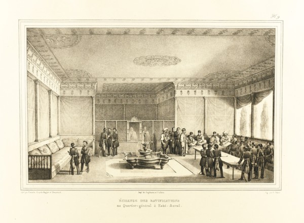 Signing of the treaty of Adrianople at the old Palace of Edirne, 1834. Artist: Desarnod, Auguste-Joseph (1788-1840)