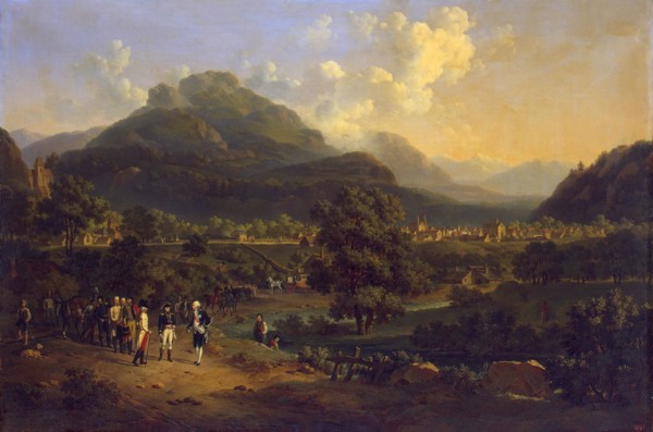 Meeting of Napoleon with the Ambassadors of the Austrian Emperor near Leoben (Steiermark) on 7 April Artist: Lecomte, Hippolyte (1781-1857)