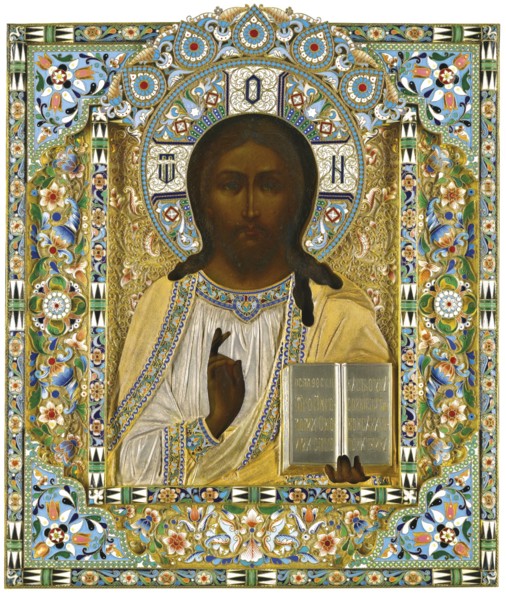 Christ Pantocrator. (On the Occasion of the Miraculous Rescue during the Imperial Train's Accident,  Artist: Ovchinnikov, Pavel Akimovich (1830-1888)
