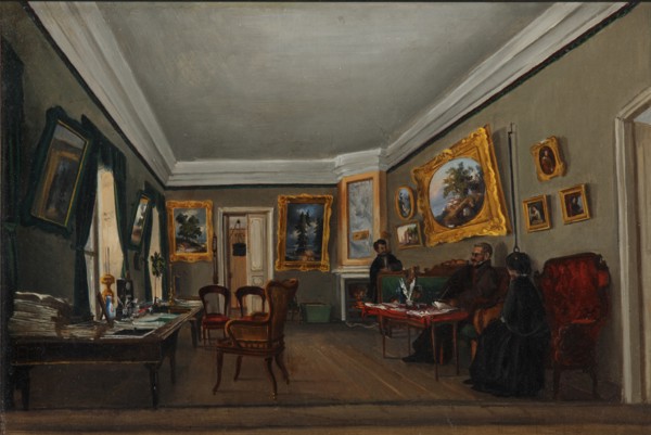 The Study of the author Alexander Sukhovo-Kobylin in Moscow, 1850s. Artist: Sukhovo-Kobylina, Sofia Vasilyevna (1825-1867)