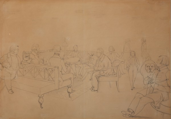 The Salon of Avdotya Petrovna Yelagina, 1840s. Artist: Dmitriev-Mamonov, Emmanuil Alexandrovich (1824-1883)